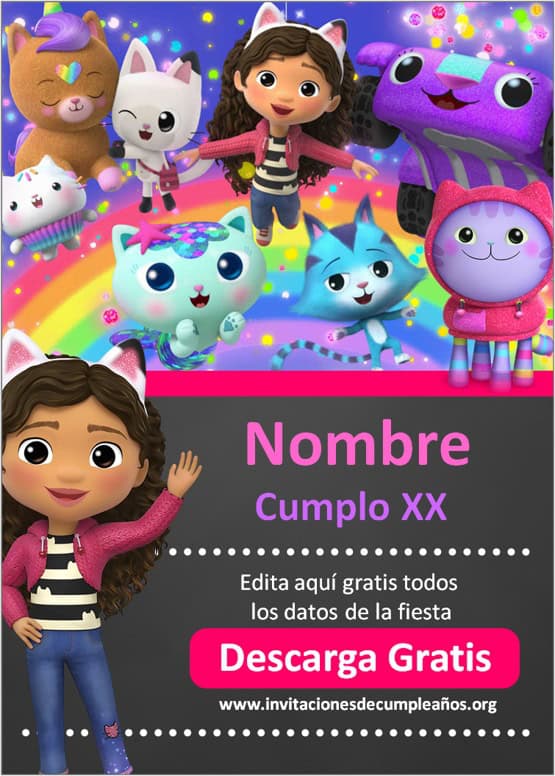 invitacion la casa de muñecas de gabby Template